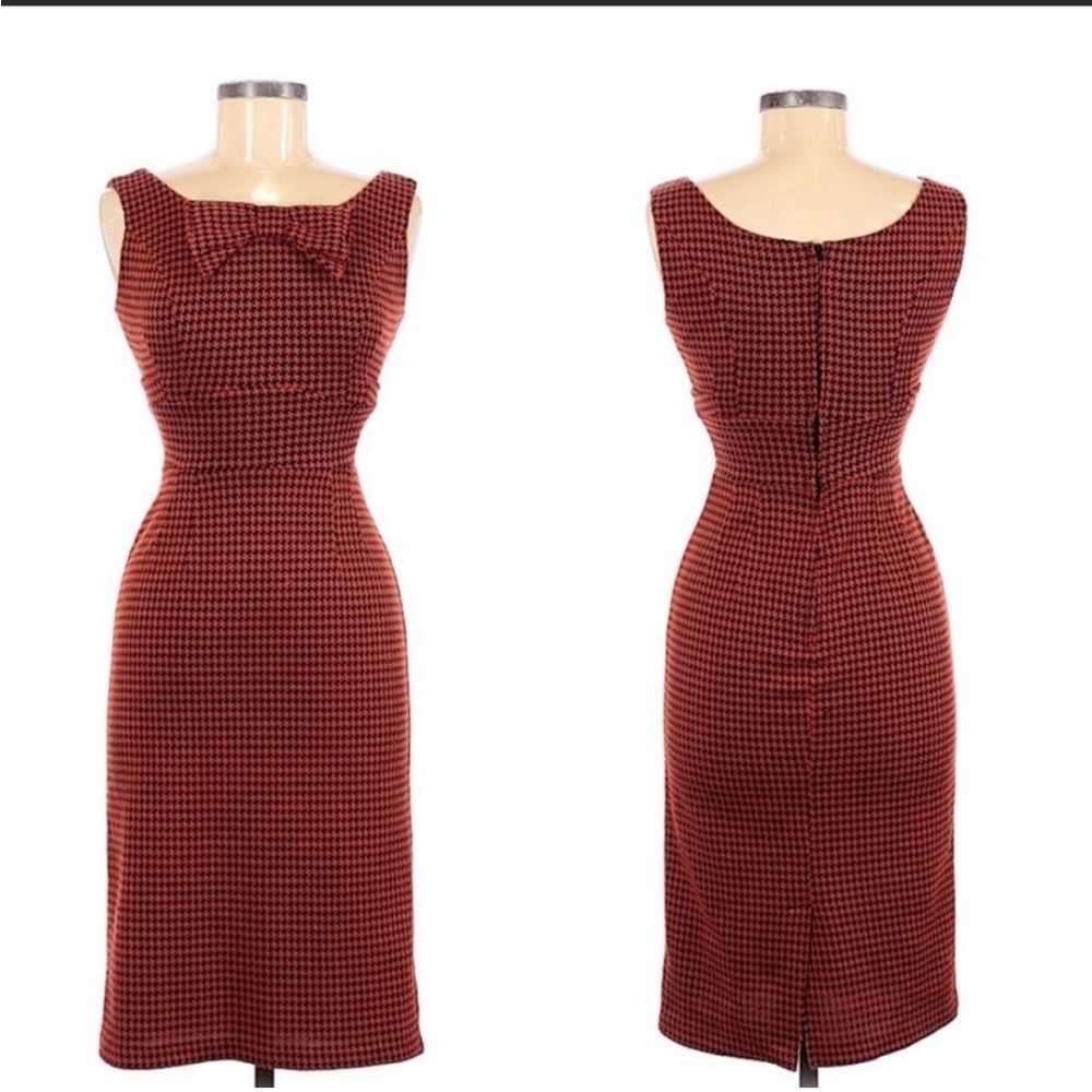 Stop Staring Houndstooth Herringbone Pinup Wiggle Dress
